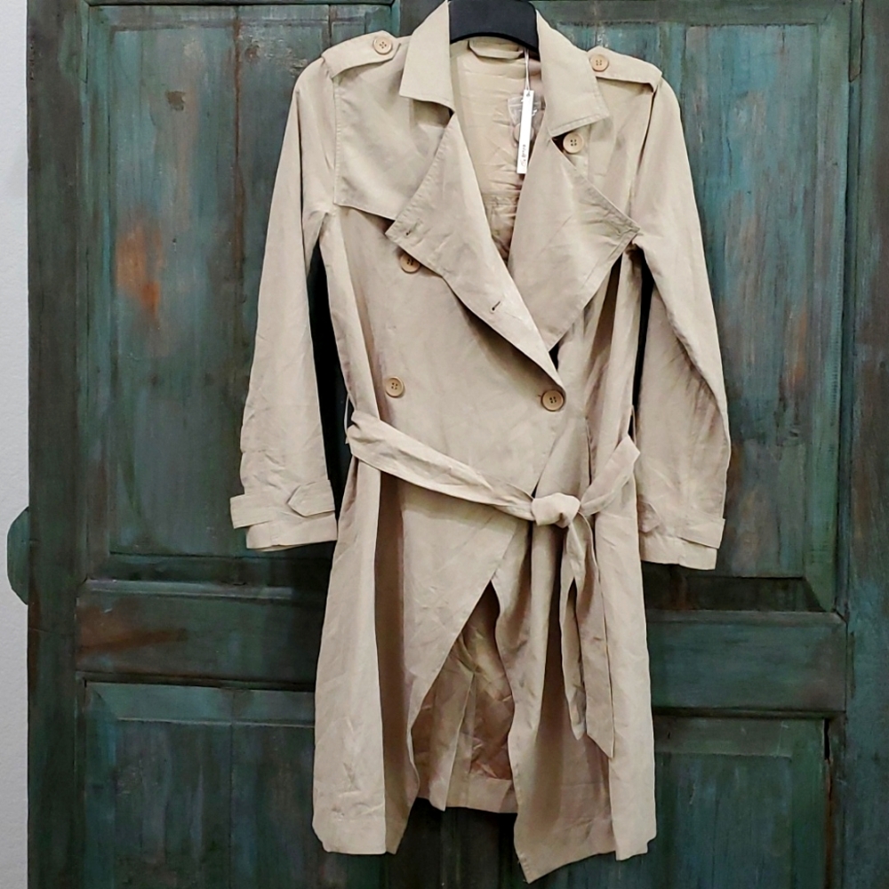 EVENT Double Breasted Belted Trench Coat, Size Small, NWT